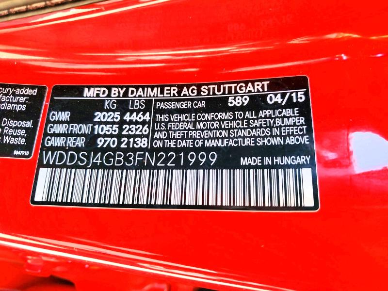 Продажа на аукционе авто 2015 Mercedes-benz Cla, vin: WDDSJ4GB3FN221999, номер лота: 49155056