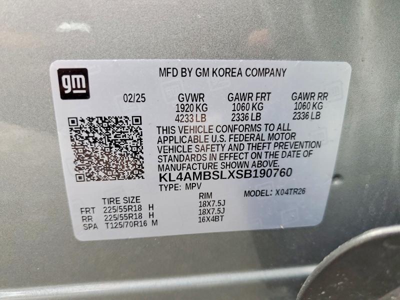 49867836 :رقم المزاد ، KL4AMBSLXSB190760 vin ، 2025 Buick Encore Gx مزاد بيع