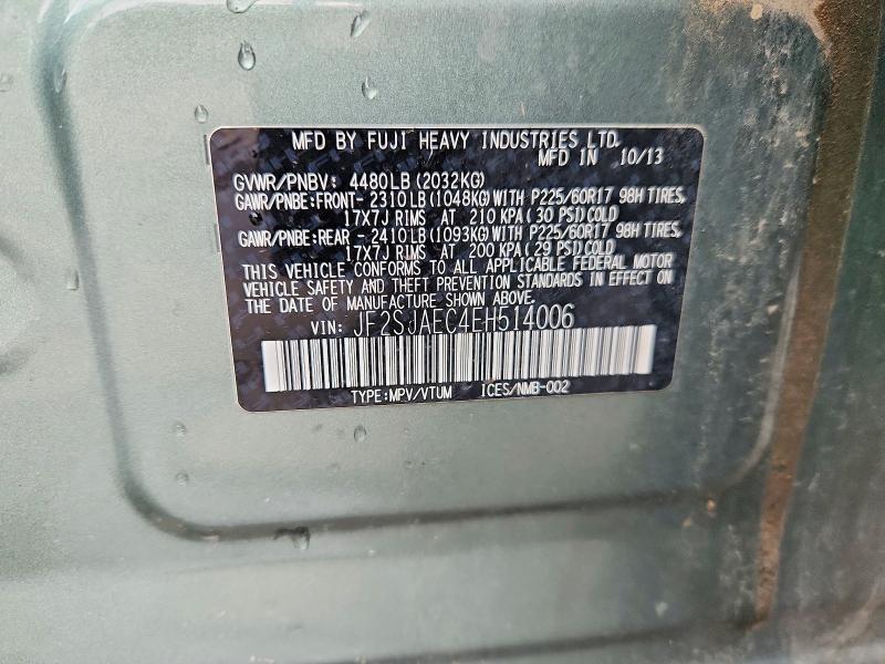 50971206 :رقم المزاد ، JF2SJAEC4EH514006 vin ، 2014 Subaru Forester مزاد بيع