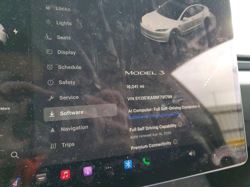 2024 Tesla Model 3 მანქანა იყიდება აუქციონზე, vin: 5YJ3E1EA5RF731799, აუქციონის ნომერი: 50466296
