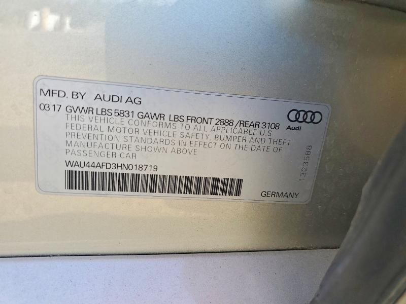Продажа на аукционе авто 2017 Audi A8, vin: WAU44AFD3HN018719, номер лота: 49623026