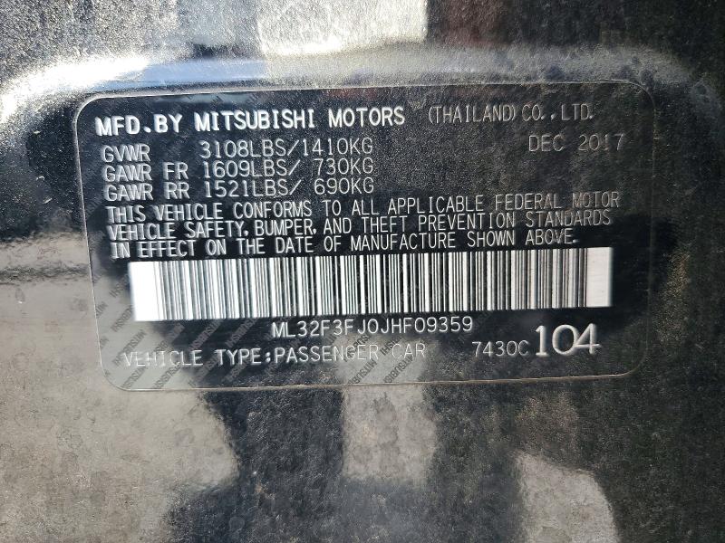 Aukcja sprzedaży 2018 Mitsubishi Mirage, vin: ML32F3FJ0JHF09359, numer aukcji: 48078006