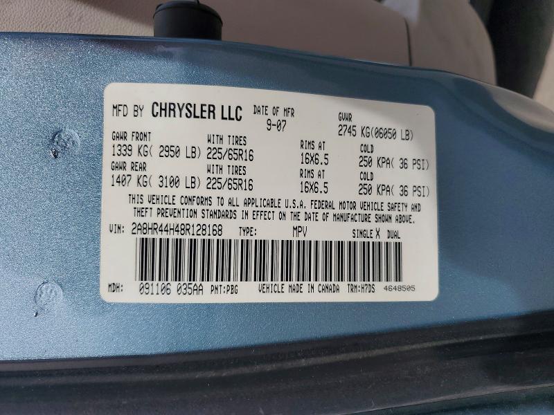 2008 Chrysler Town & Country მანქანა იყიდება აუქციონზე, vin: 2A8HR44H48R128168, აუქციონის ნომერი: 51044976