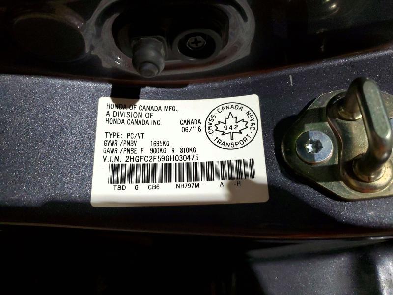 Aukcja sprzedaży 2016 Honda Civic, vin: 2HGFC2F59GH030475, numer aukcji: 48692546