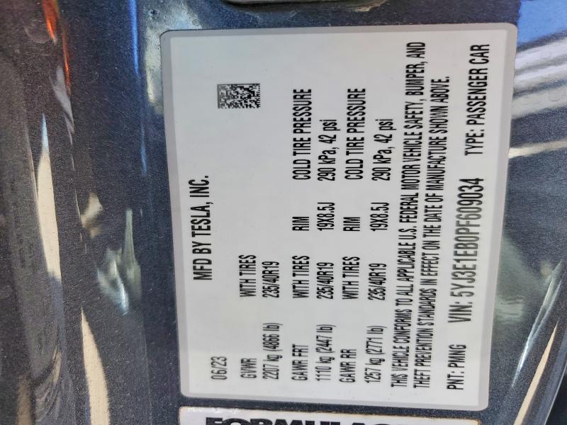 Aukcja sprzedaży 2023 Tesla Model 3, vin: 5YJ3E1EB0PF609034, numer aukcji: 48346886
