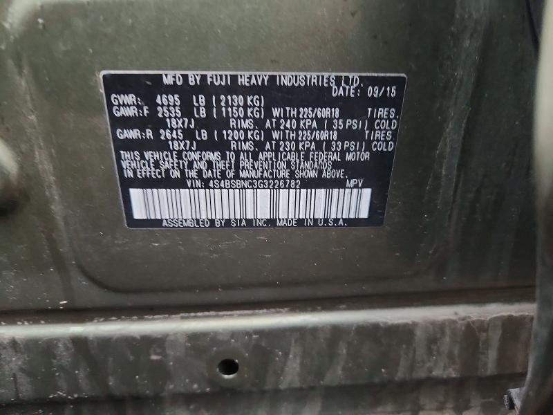 50097816 :رقم المزاد ، 4S4BSBNC3G3226782 vin ، 2016 Subaru Outback مزاد بيع