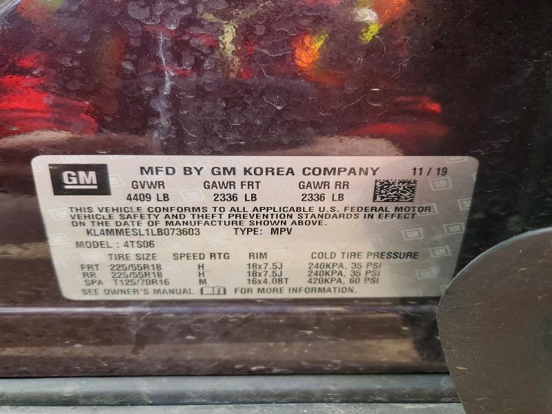 48482046 :رقم المزاد ، KL4MMESL1LB073603 vin ، 2020 Buick Encore Gx مزاد بيع