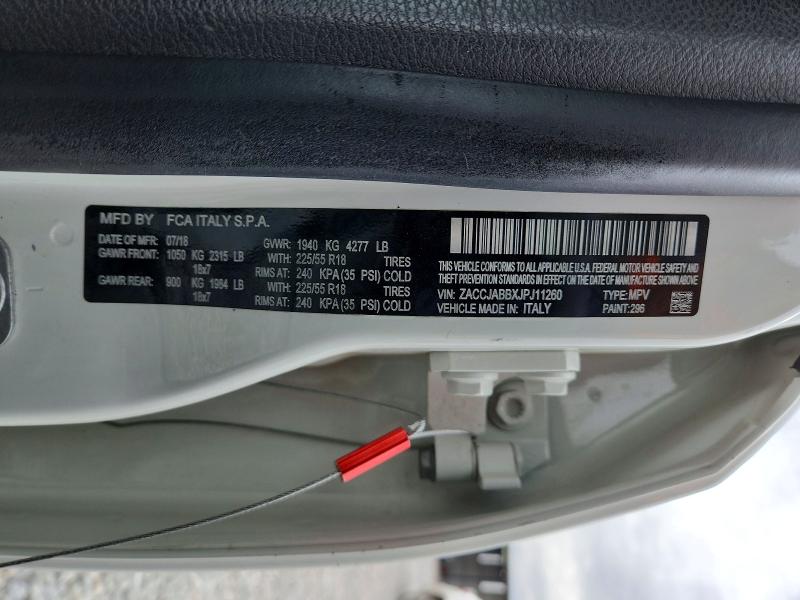 2018 Jeep Renegade მანქანა იყიდება აუქციონზე, vin: ZACCJABBXJPJ11260, აუქციონის ნომერი: 48444026
