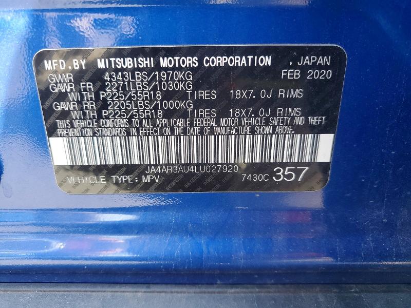 Продаж на аукціоні авто 2020 Mitsubishi Outlander Sport, vin: JA4AR3AU4LU027920, номер лоту: 50752196