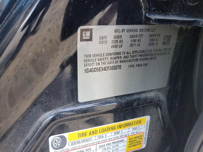 2012 Buick Lacrosse მანქანა იყიდება აუქციონზე, vin: 1G4GD5E34CF300270, აუქციონის ნომერი: 51332616