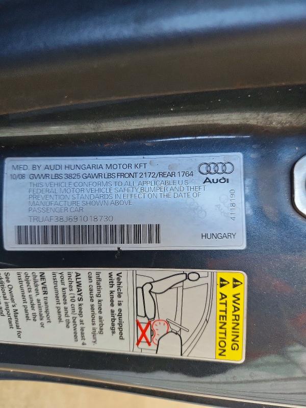 Продажа на аукционе авто 2009 Audi Tt, vin: TRUAF38J691018730, номер лота: 50458406