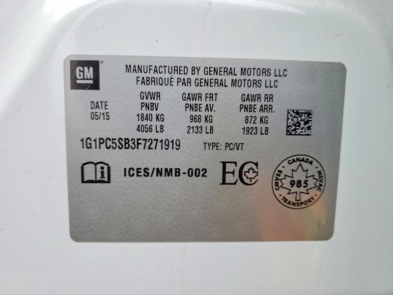 Продаж на аукціоні авто 2015 Chevrolet Cruze Lt Turbo 4dr, vin: 1G1PC5SB3F7271919, номер лоту: 49863566