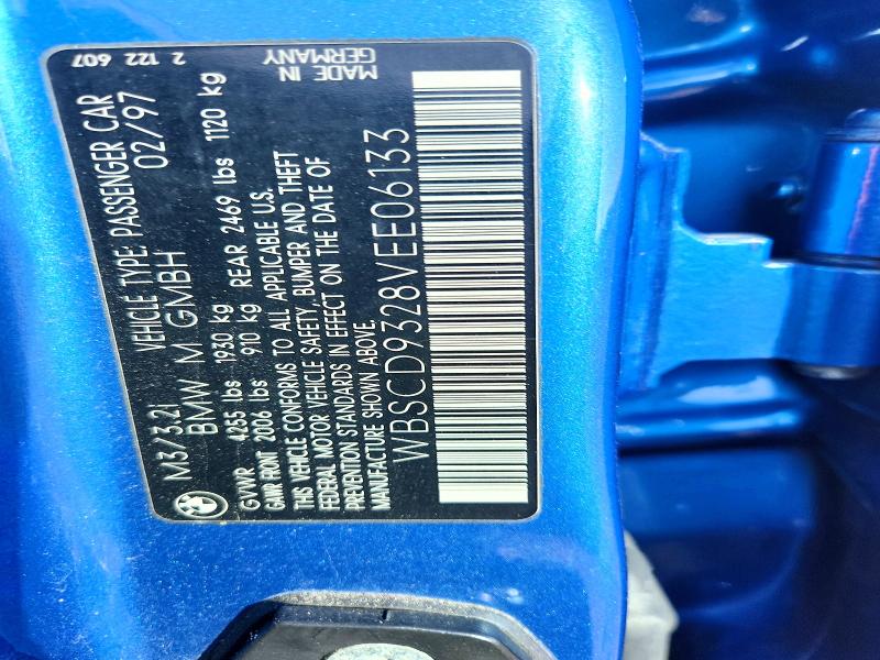 46683136 :رقم المزاد ، WBSCD9328VEE06133 vin ، 1997 Bmw M3 مزاد بيع