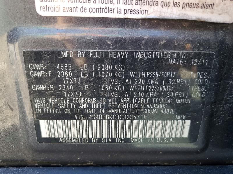Aukcja sprzedaży 2012 Subaru Outback, vin: 4S4BRBKC3C3235718, numer aukcji: 50839226