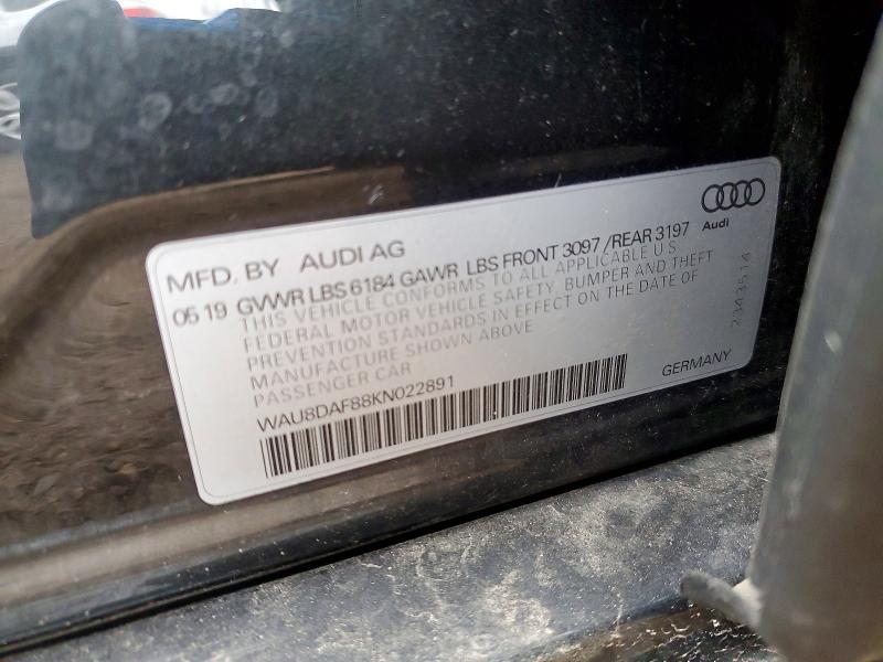 Aukcja sprzedaży 2019 Audi A8, vin: WAU8DAF88KN022891, numer aukcji: 48123526