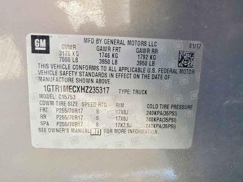 Aukcja sprzedaży 2017 Gmc Sierra, vin: 1GTR1MECXHZ235317, numer aukcji: 49087186