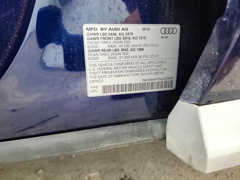 Продаж на аукціоні авто 2018 Audi Q5, vin: WA1BNAFY9J2234442, номер лоту: 50069796