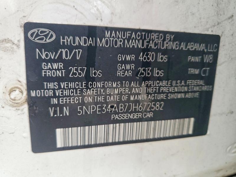 Aukcja sprzedaży 2018 Hyundai Sonata, vin: 5NPE34AB7JH672582, numer aukcji: 51275526