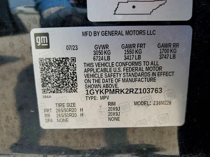 2024 Cadillac Lyriq მანქანა იყიდება აუქციონზე, vin: 1GYKPMRK2RZ103763, აუქციონის ნომერი: 51521096