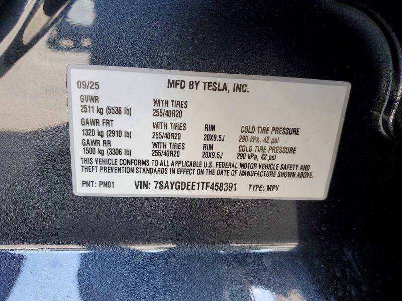51200476 :رقم المزاد ، 7SAYGDEE1TF458391 vin ، 2026 Tesla Model Y مزاد بيع