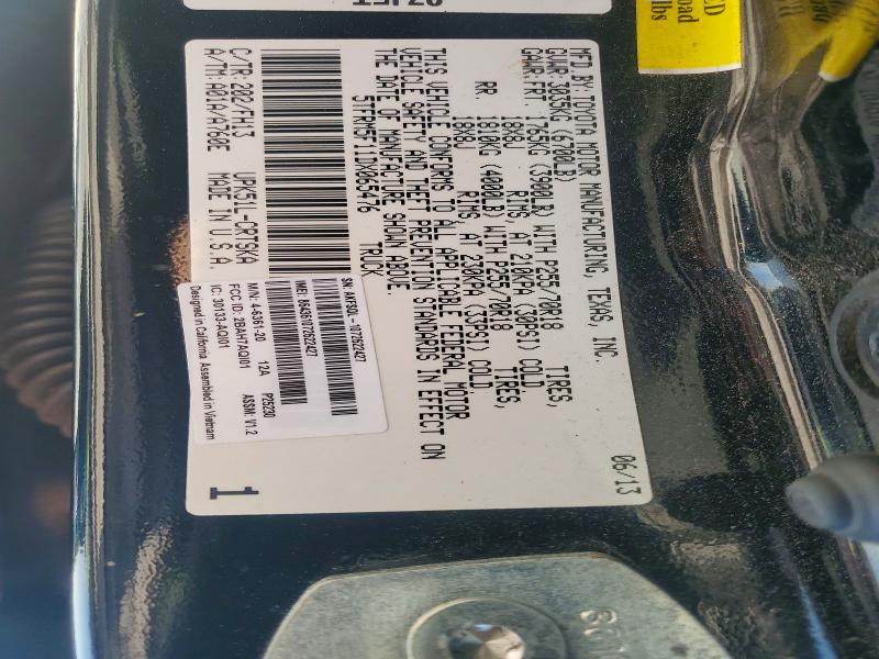 2013 Toyota Tundra მანქანა იყიდება აუქციონზე, vin: 5TFRM5F11DX065476, აუქციონის ნომერი: 49144796