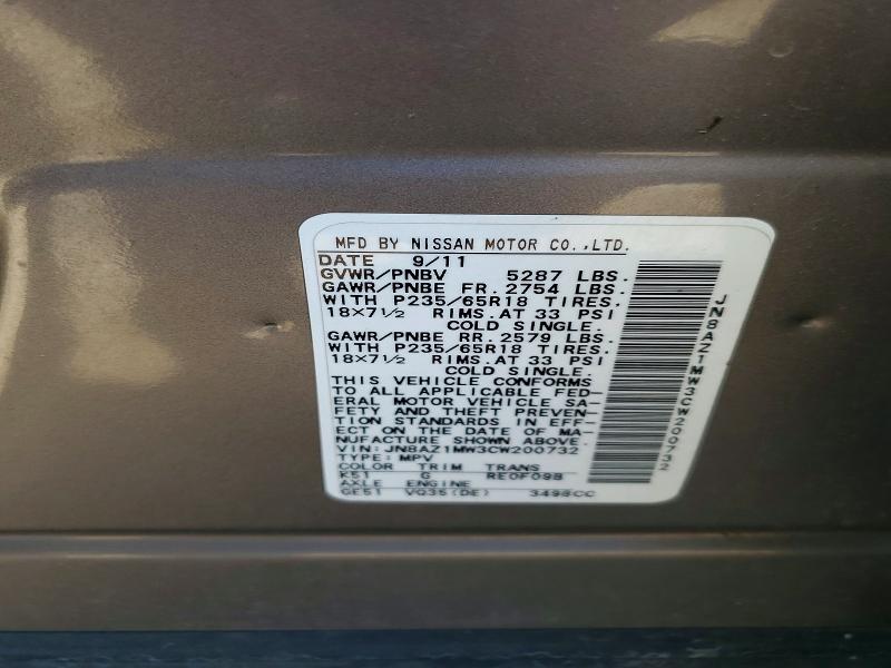 Продажа на аукционе авто 2012 Nissan Murano, vin: JN8AZ1MW3CW200732, номер лота: 50749306