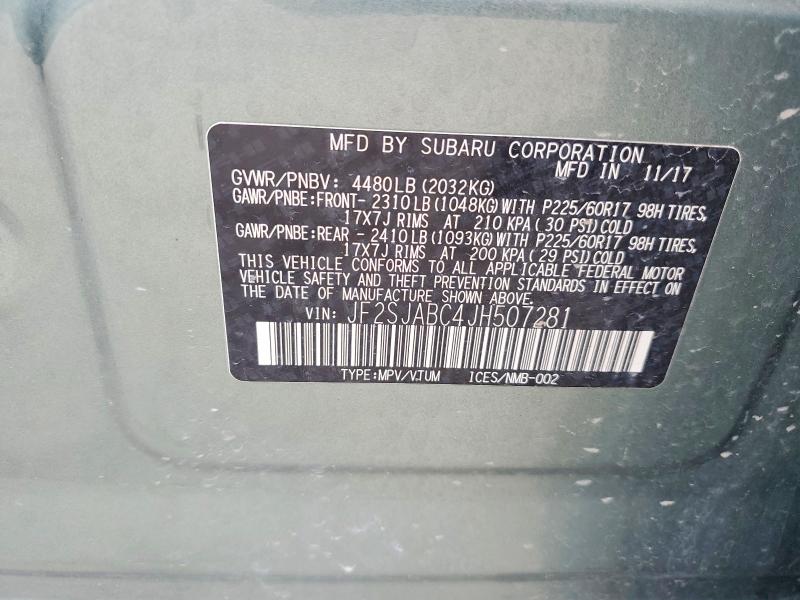 50492836 :رقم المزاد ، JF2SJABC4JH507281 vin ، 2018 Subaru Forester مزاد بيع