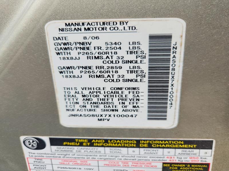 Продаж на аукціоні авто 2007 Infiniti Fx35, vin: JNRAS08UX7X100047, номер лоту: 50150496
