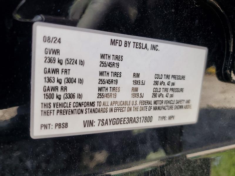 Aukcja sprzedaży 2024 Tesla Model Y, vin: 7SAYGDEE3RA317800, numer aukcji: 50237586