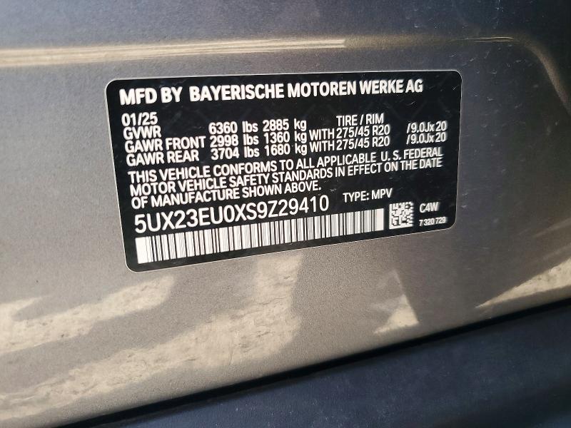 2025 Bmw X5 მანქანა იყიდება აუქციონზე, vin: 5UX23EU0XS9Z29410, აუქციონის ნომერი: 50254556