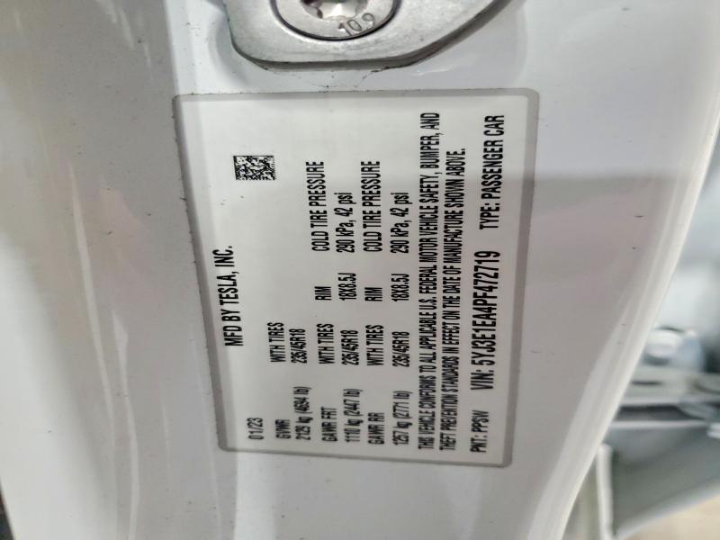 2023 Tesla Model 3 მანქანა იყიდება აუქციონზე, vin: 5YJ3E1EA4PF472719, აუქციონის ნომერი: 50486926