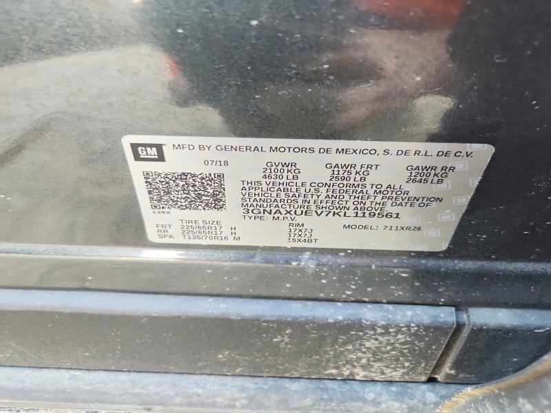 Продаж на аукціоні авто 2019 Chevrolet Equinox, vin: 3GNAXUEV7KL119561, номер лоту: 51174716