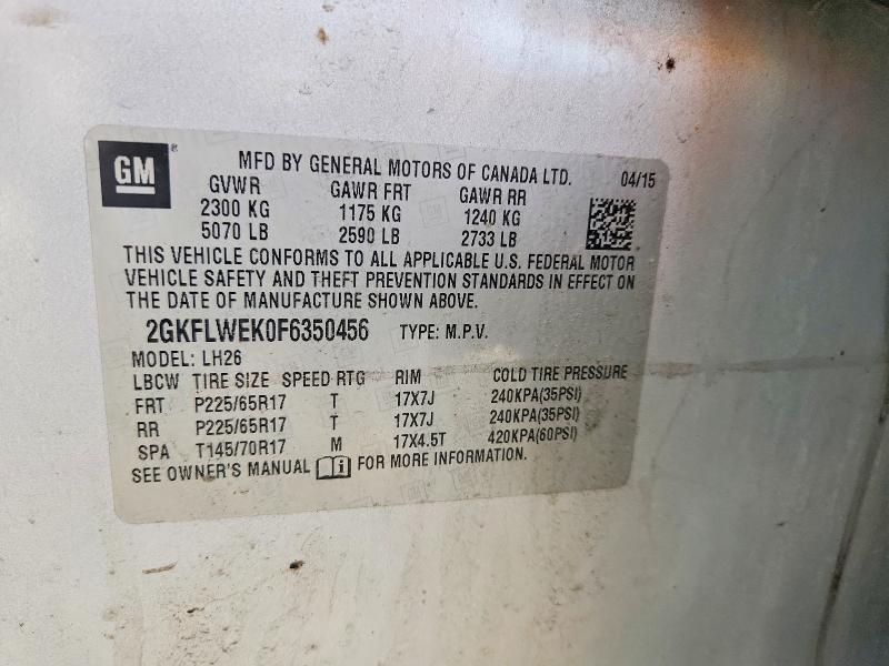 2015 Gmc Terrain მანქანა იყიდება აუქციონზე, vin: 2GKFLWEK0F6350456, აუქციონის ნომერი: 48340336