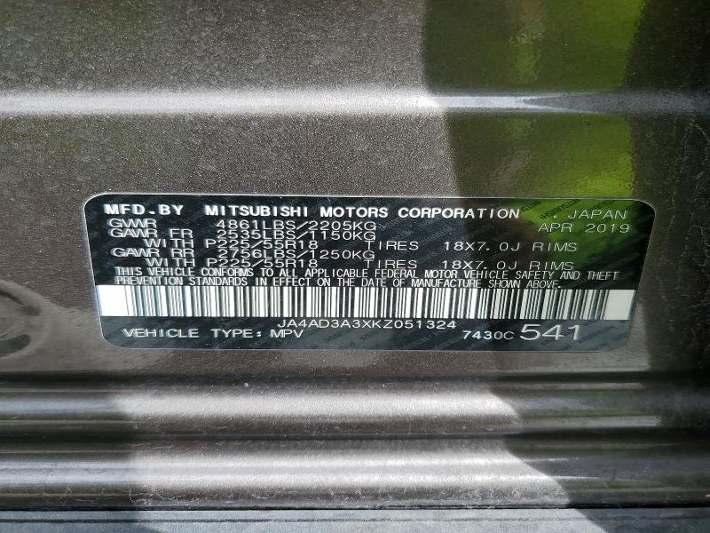 Aukcja sprzedaży 2019 Mitsubishi Outlander, vin: JA4AD3A3XKZ051324, numer aukcji: 48167316