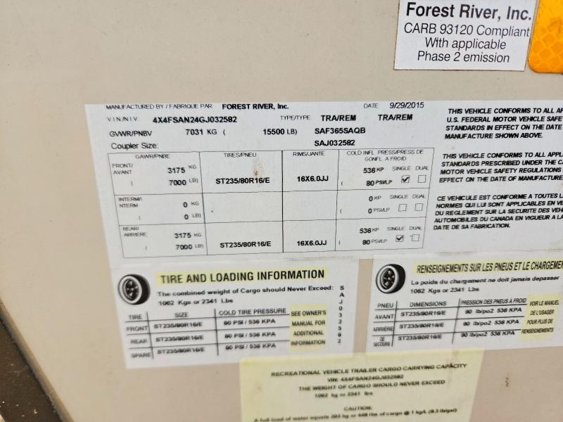 Продажа на аукционе авто 2016 Foresriver Sandpiper, vin: 4X4FSAN24GJ032582, номер лота: 48566946