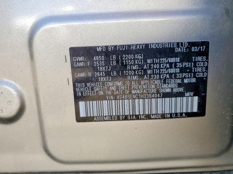 Продажа на аукционе авто 2017 Subaru Outback, vin: 4S4BSENC1H3364047, номер лота: 48703126