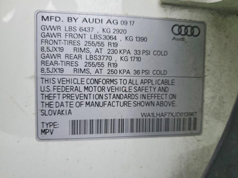 Aukcja sprzedaży 2018 Audi Q7, vin: WA1LHAF7XJD013987, numer aukcji: 49606716