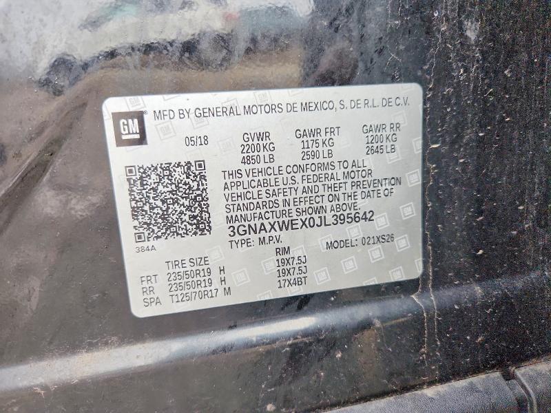 Aukcja sprzedaży 2018 Chevrolet Equinox, vin: 3GNAXWEX0JL395642, numer aukcji: 49131346