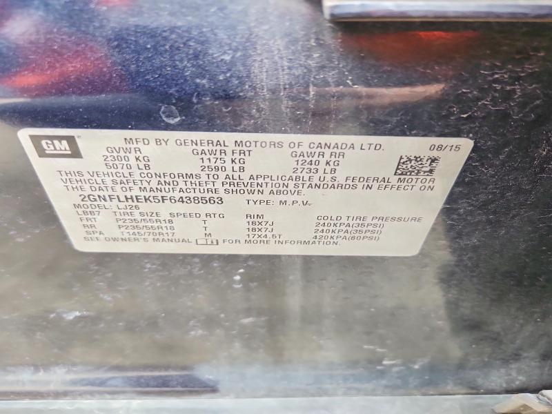 51410246 :رقم المزاد ، 2GNFLHEK5F6438563 vin ، 2015 Chevrolet Equinox مزاد بيع