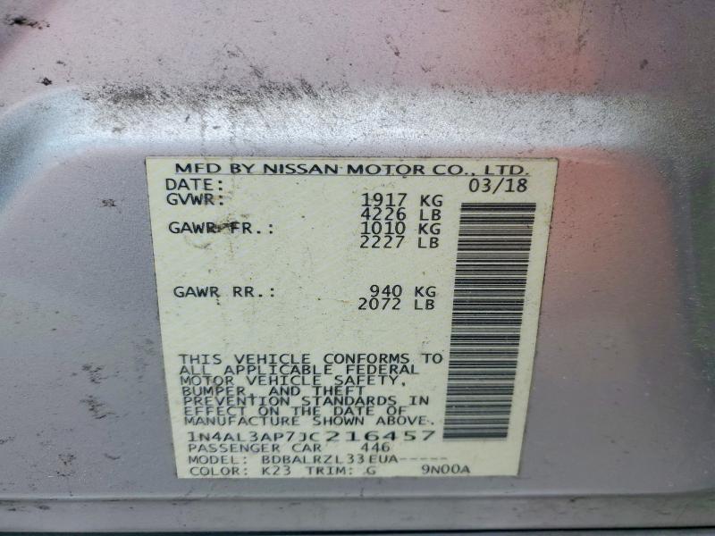 Aukcja sprzedaży 2018 Nissan Altima, vin: 1N4AL3AP7JC216457, numer aukcji: 51842506