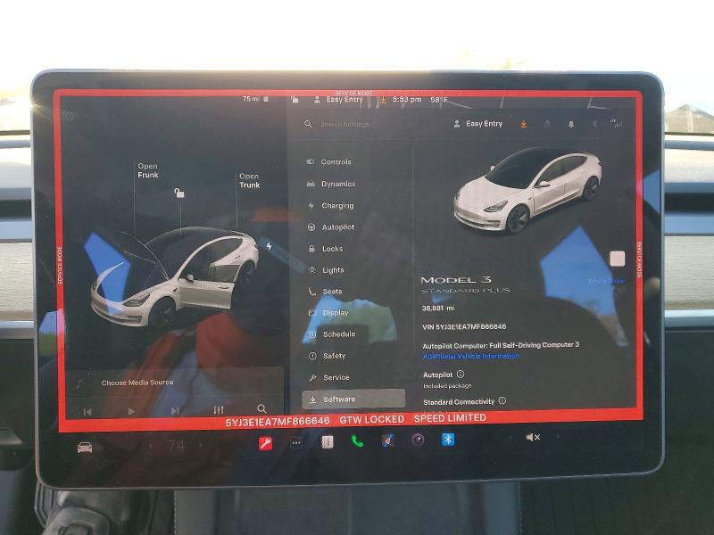 48762996 :رقم المزاد ، 5YJ3E1EA7MF866646 vin ، 2021 Tesla Model 3 مزاد بيع