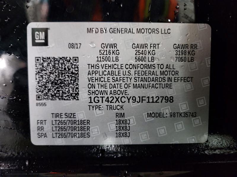 Aukcja sprzedaży 2018 Gmc Sierra, vin: 1GT42XCY9JF112798, numer aukcji: 50442196