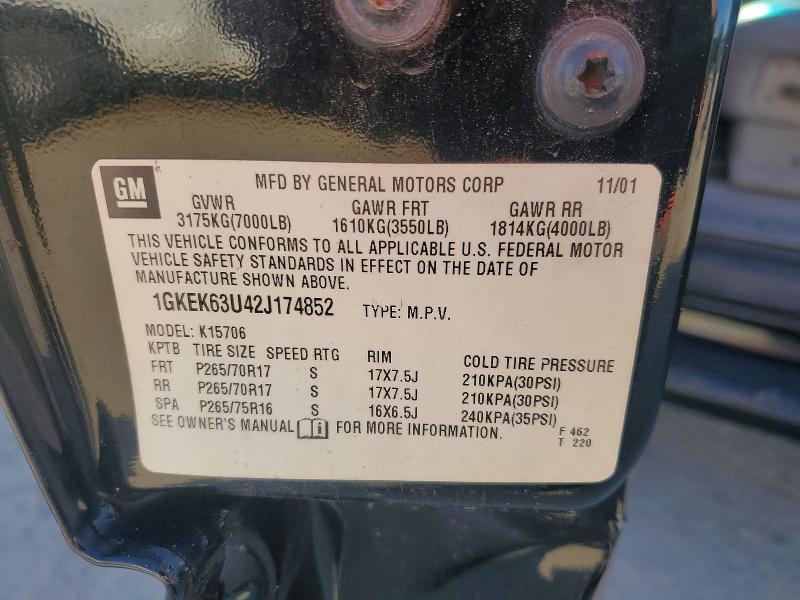 48543006 :رقم المزاد ، 1GKEK63U42J174852 vin ، 2002 Gmc Denali مزاد بيع