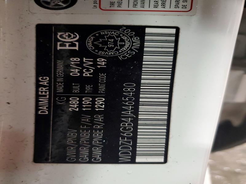 49471106 :رقم المزاد ، WDDZF6GB4JA465480 vin ، 2018 Mercedes-benz E مزاد بيع