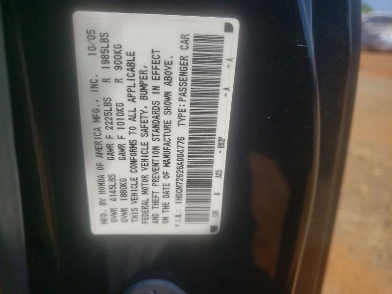 Продаж на аукціоні авто 2006 Honda Accord, vin: 1HGCM72626A004776, номер лоту: 50303976