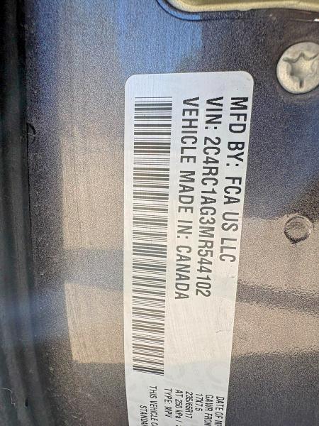 Aukcja sprzedaży 2021 Chrysler Voyager, vin: 2C4RC1AG3MR544102, numer aukcji: 52052596