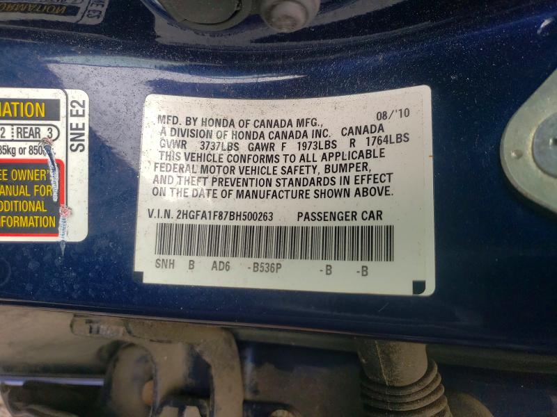 Продажа на аукционе авто 2011 Honda Civic, vin: 2HGFA1F87BH500263, номер лота: 51472026