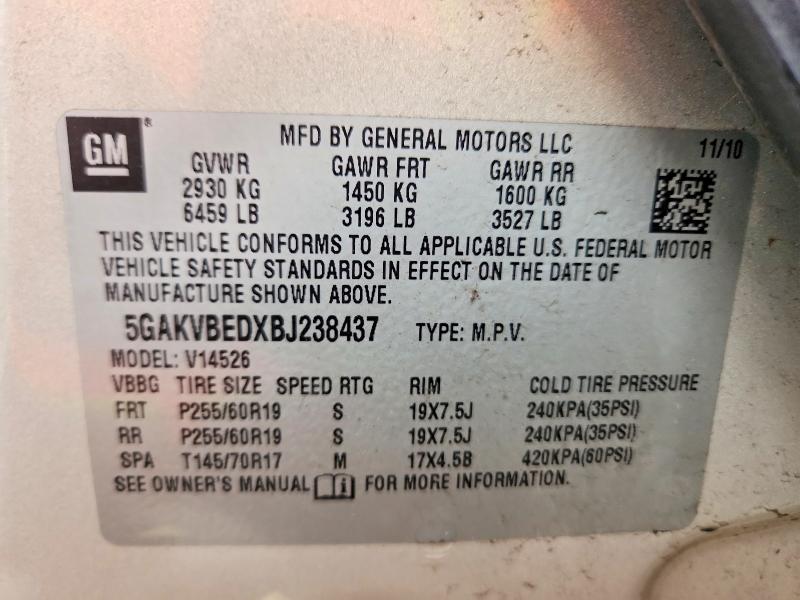 Aukcja sprzedaży 2011 Buick Enclave, vin: 5GAKVBEDXBJ238437, numer aukcji: 48530716