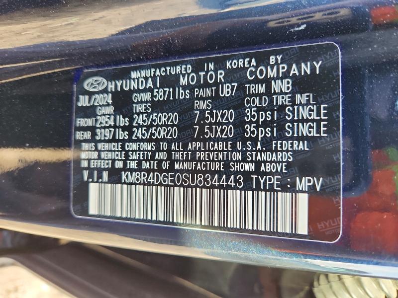 50305766 :رقم المزاد ، KM8R4DGE0SU834443 vin ، 2025 Hyundai Palisade مزاد بيع