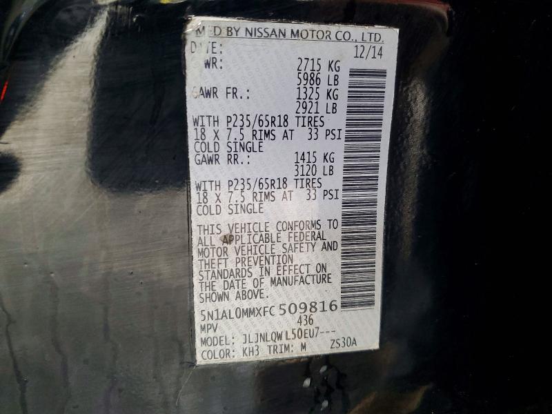 Продажа на аукционе авто 2015 Infiniti Qx60, vin: 5N1AL0MMXFC509816, номер лота: 49391116